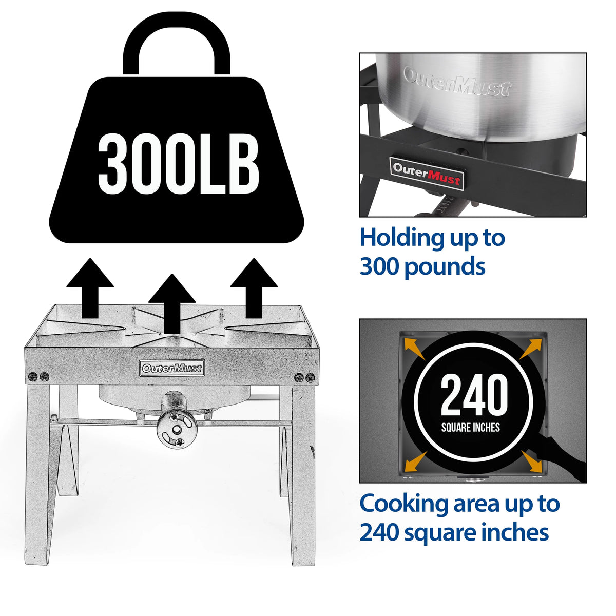 Outdoor Propane Burner Stove with 10 PSI Regulator and Cast Iron Braided Holes K661