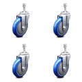 Blue Poly Swivel Caster Set of 4 with 5x22 Wheels and 10mm Stem Q382