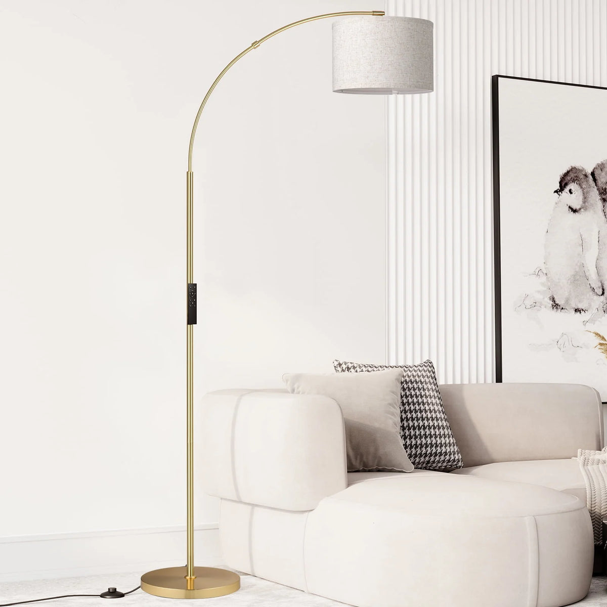 Gold Arc Floor Lamp with Remote S8792