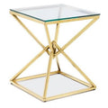 Gold Glass Top End Table S71840