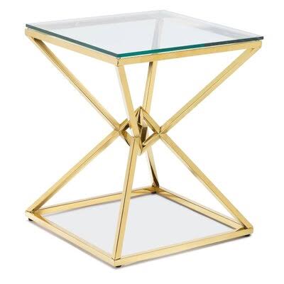 Gold Glass Top End Table S71840
