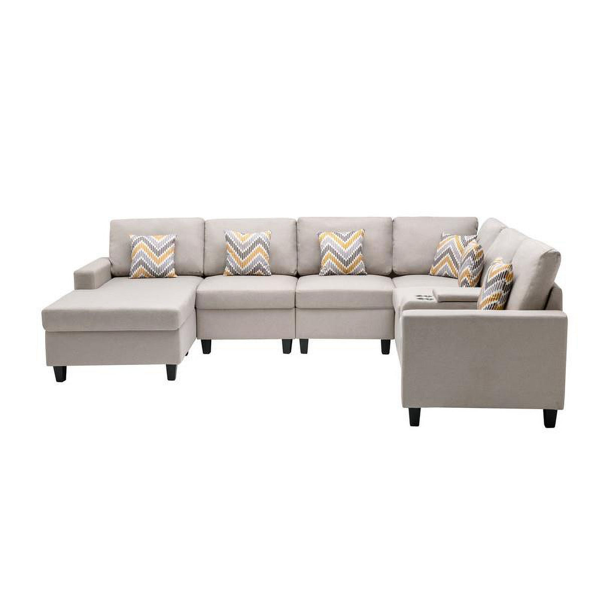 Beige Fabric Reversible Sectional with Storage Console I980