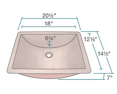 Copper Rectangular Undermount Bathroom Sink M895