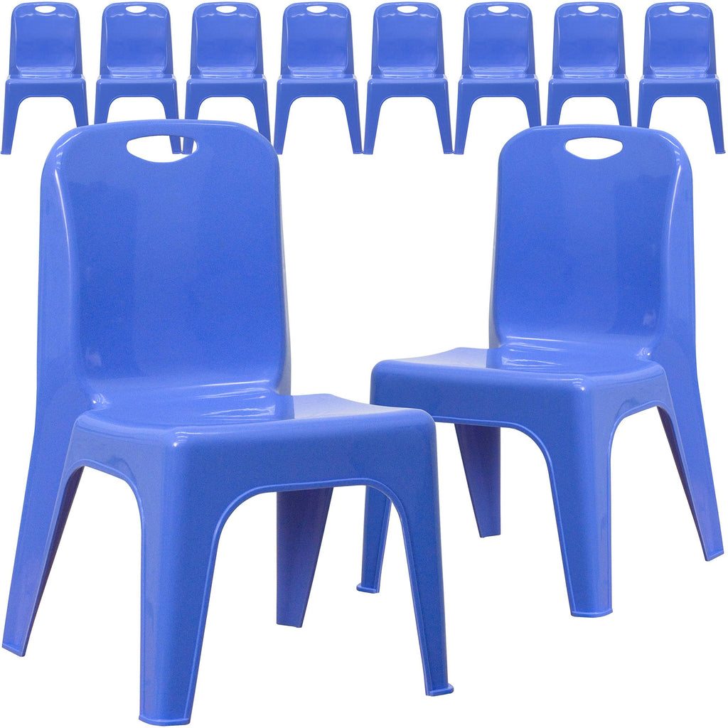 Blue Plastic Stackable School Chair with Carrying Handle M366187