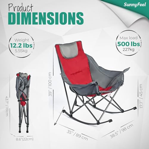 Oversized Padded Rocking Camping Chair with Side Pocket O9046