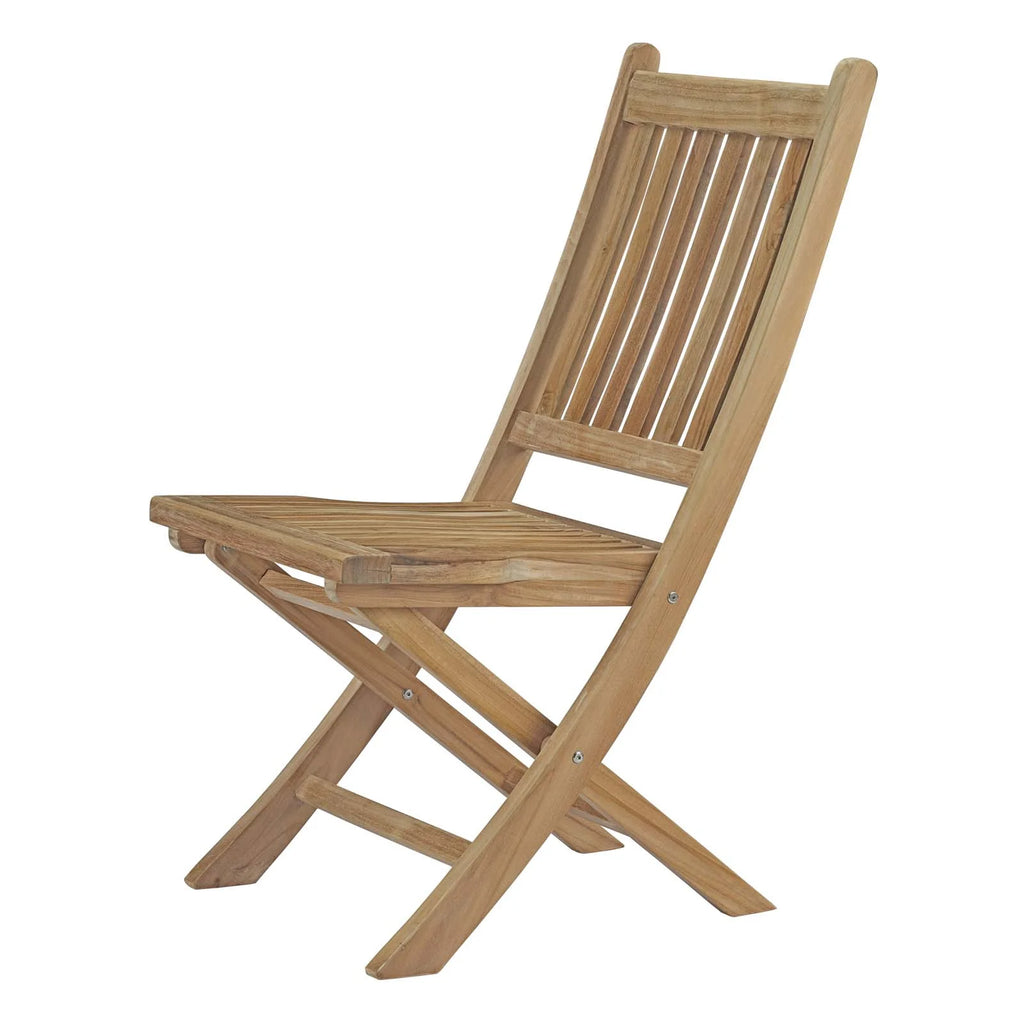 Outdoor Patio Side Dining Chair and Table Set, Wood, Natural H482