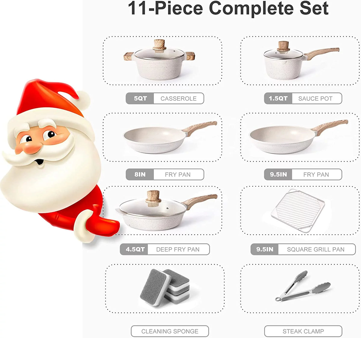 Beige 11 Piece Nonstick Cookware Set Z23989