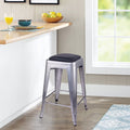 24 Inch Counter Height Backless Metal Stool with Vegan Leather Seat B707628