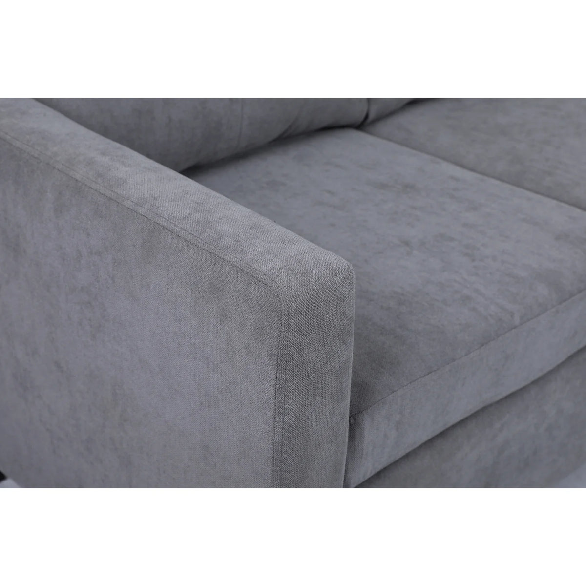 75" Gray Fabric Sofa and Chaise Convertible to Ottoman B841