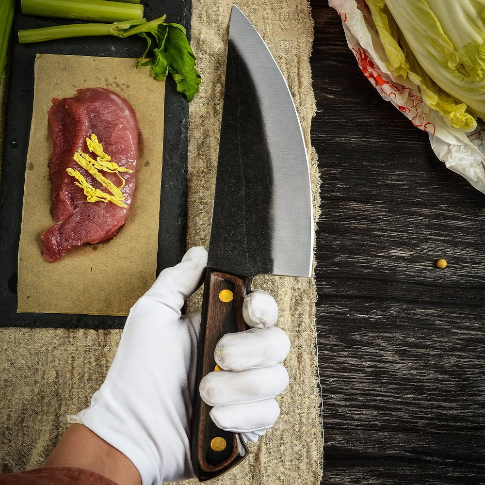 Hand Forged Butcher Knife with Leather Sheath M127
