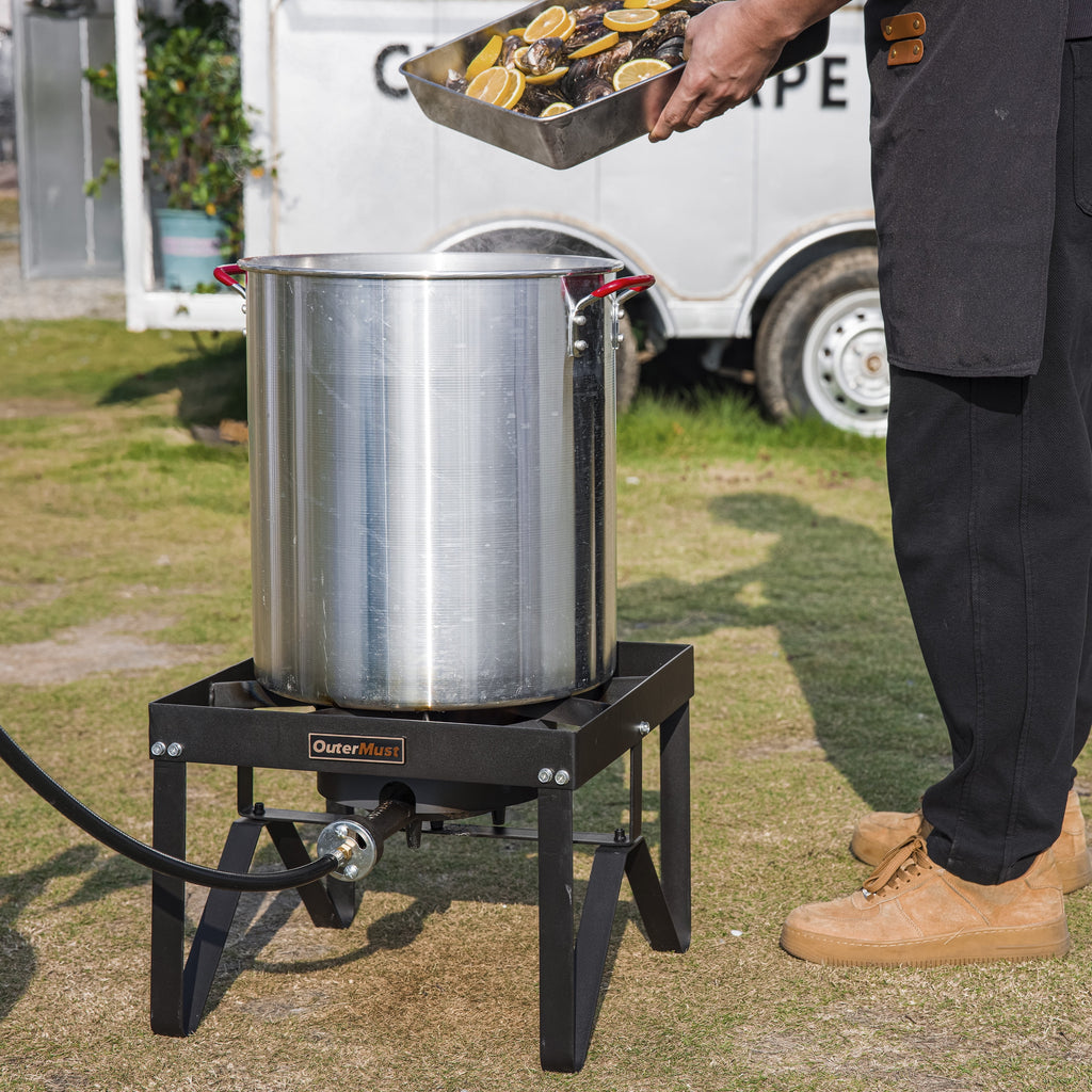 Outdoor Propane Burner Stove with 10 PSI Regulator and Cast Iron Braided Holes K661