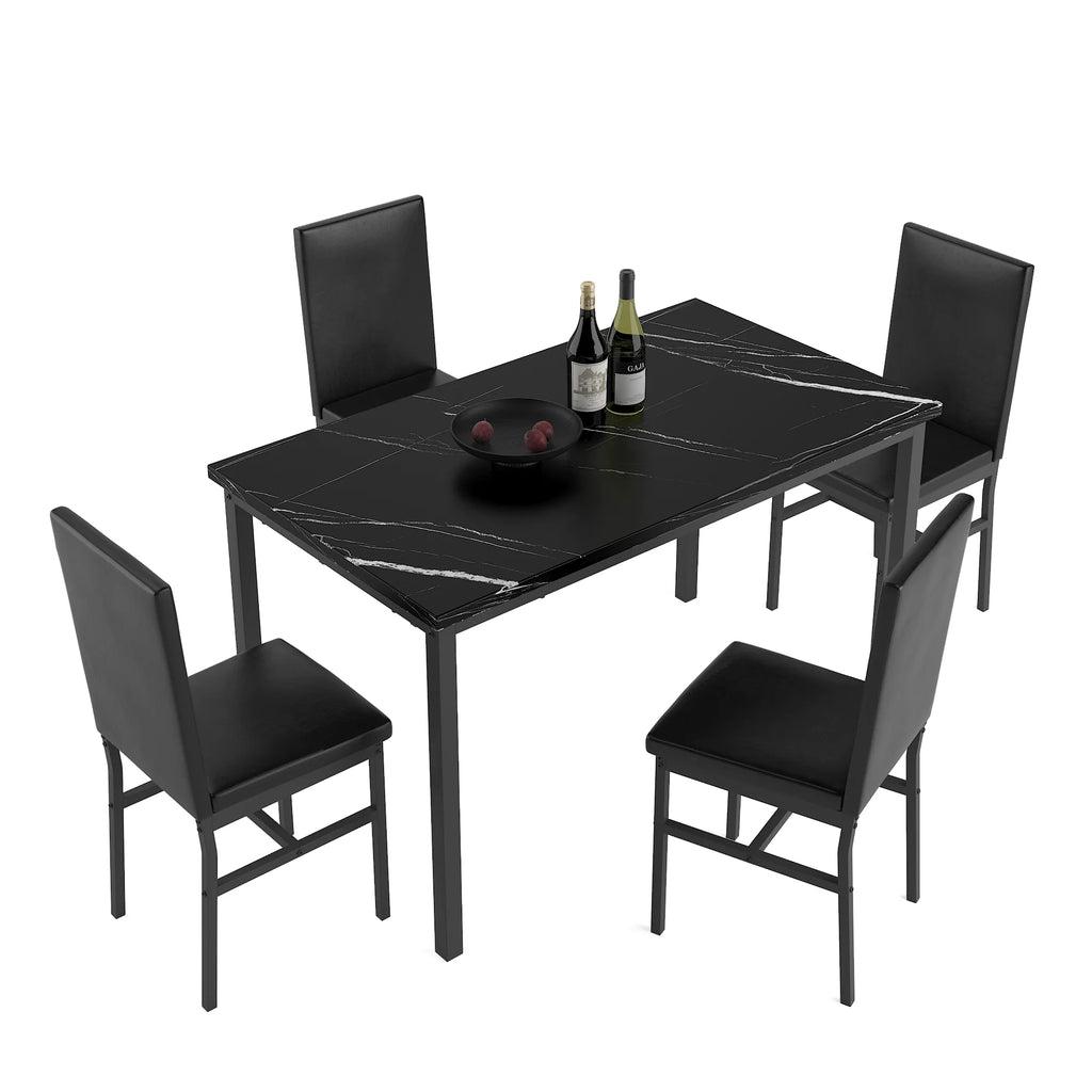 5 Piece Black Dining Table and Chairs Set E426