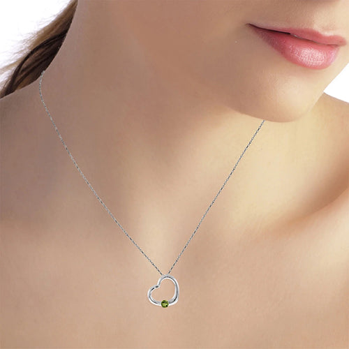 14k White Gold Open Heart Peridot Pendant Necklace F45003