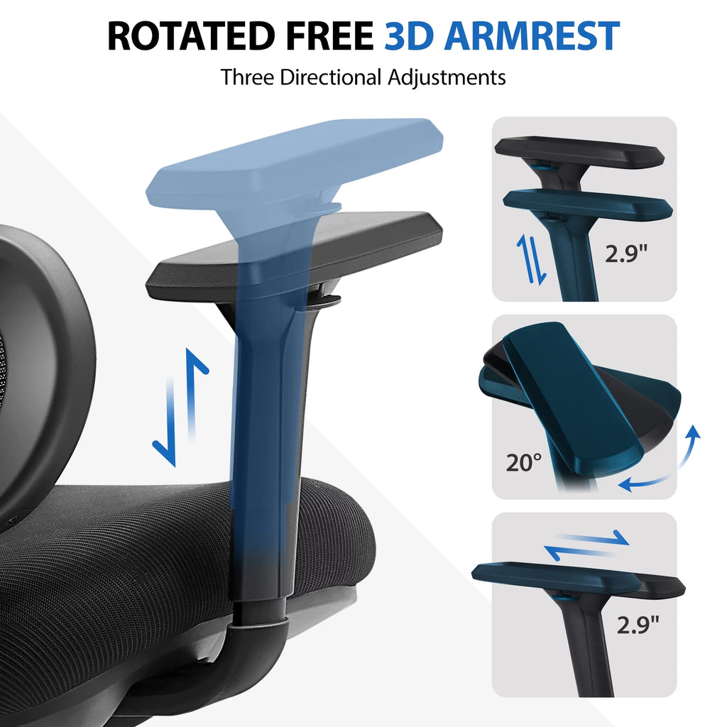 Black Ergonomic Office Chair with Lumbar Support N6288