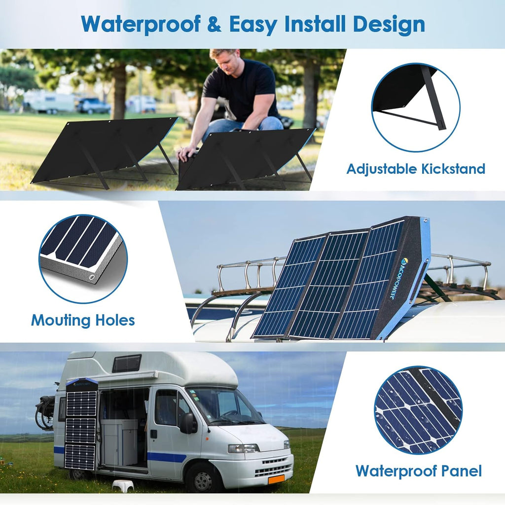 120W Foldable Solar Panel Suitcase with 20A Charge Controller D896105