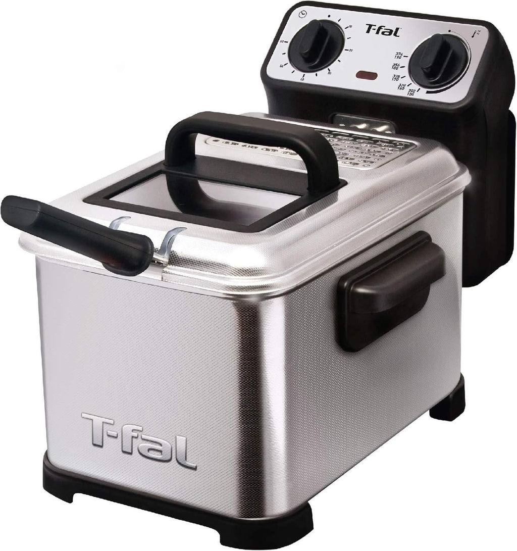 Stainless Steel Mini Deep Fryer with Removable Lid, Silver, Pack of 2 Q523918