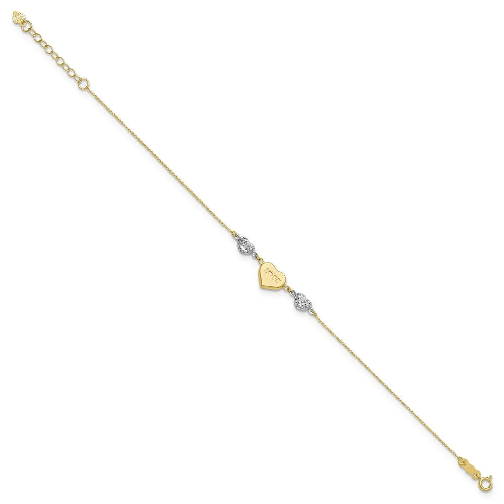 14 Karat Two-Tone Heart Bracelet V950384