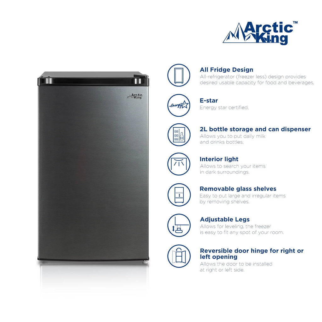 4.4 Cu ft Black Stainless Steel Look Mini Fridge U137