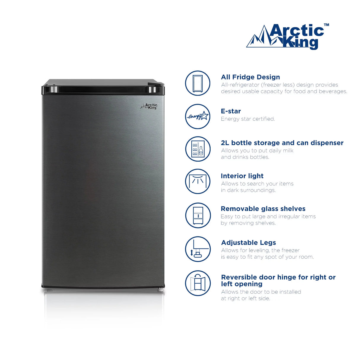 4.4 Cu ft Black Stainless Steel Look Mini Fridge U137