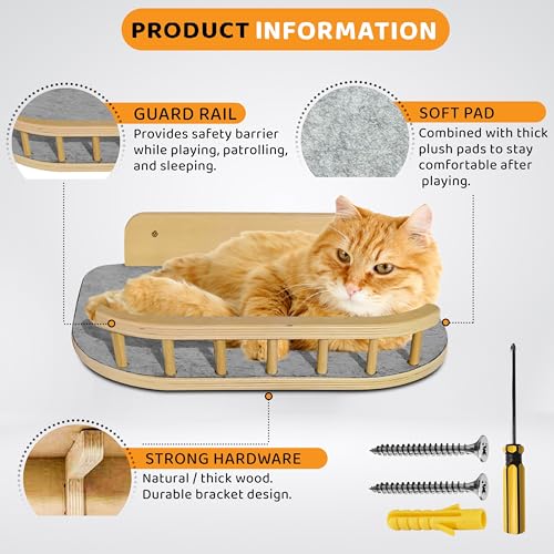 3 Steps Hardwood Cat Wall Shelves B552