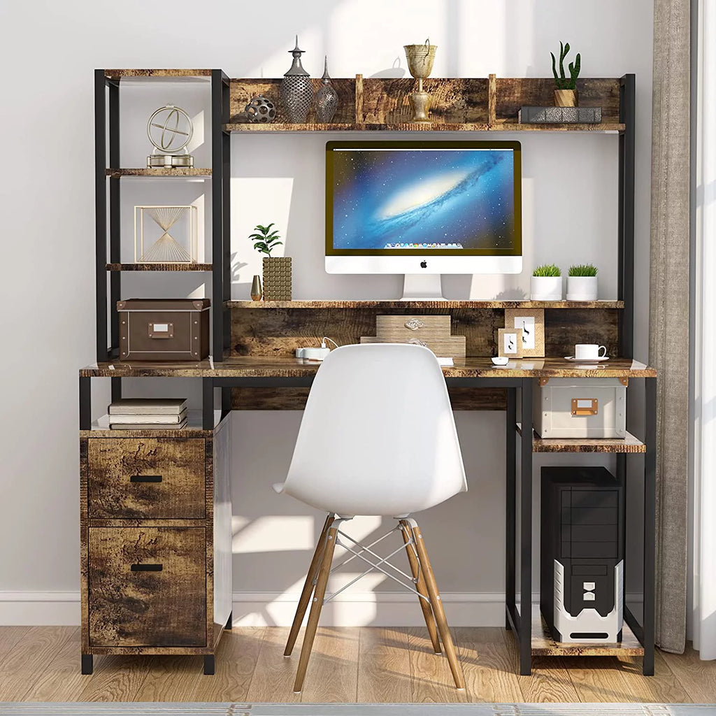 55" Computer Desk with Hutch and Storage Shelf Z786145